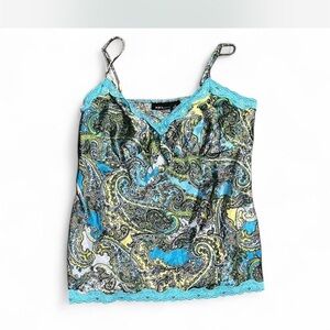Mixit Blue and Green Paisley Camisole with Lace